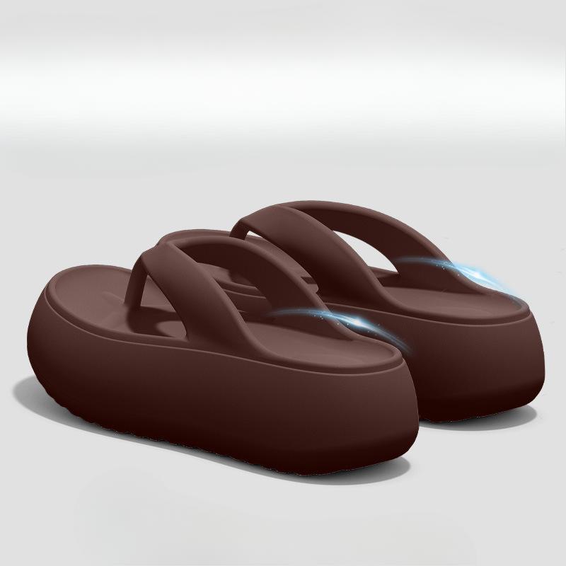 

The New Herded Thick-soled Shoes Are Fashionable, Versatile and Anti-slip Beach Flip-flops Fits 39-40 коричневый