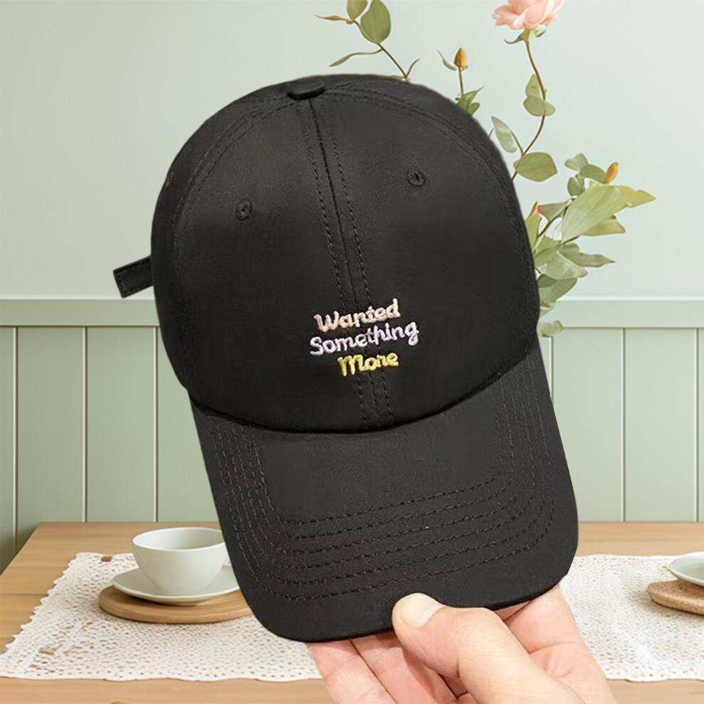 (One Size, Black) Women's Baseball Cap Stylish Letter Embroidered Adjustable Breathable Wide Brim Sun Hat