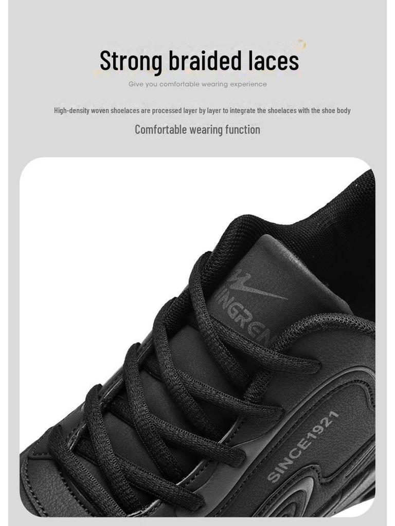 Men's Waterproof Leather Sports Shoes: Autumn/Winter White, Non-Slip, Wear-Resistant for Junior High Students