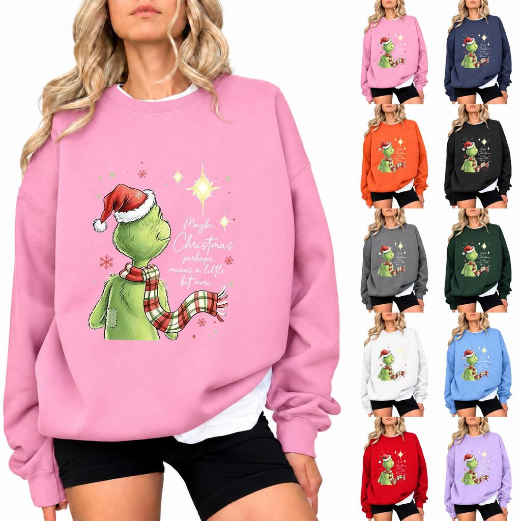Women's Casual Long Sleeve Printed Crewneck Sweatshirt Pullover Top for Fall and Winter
