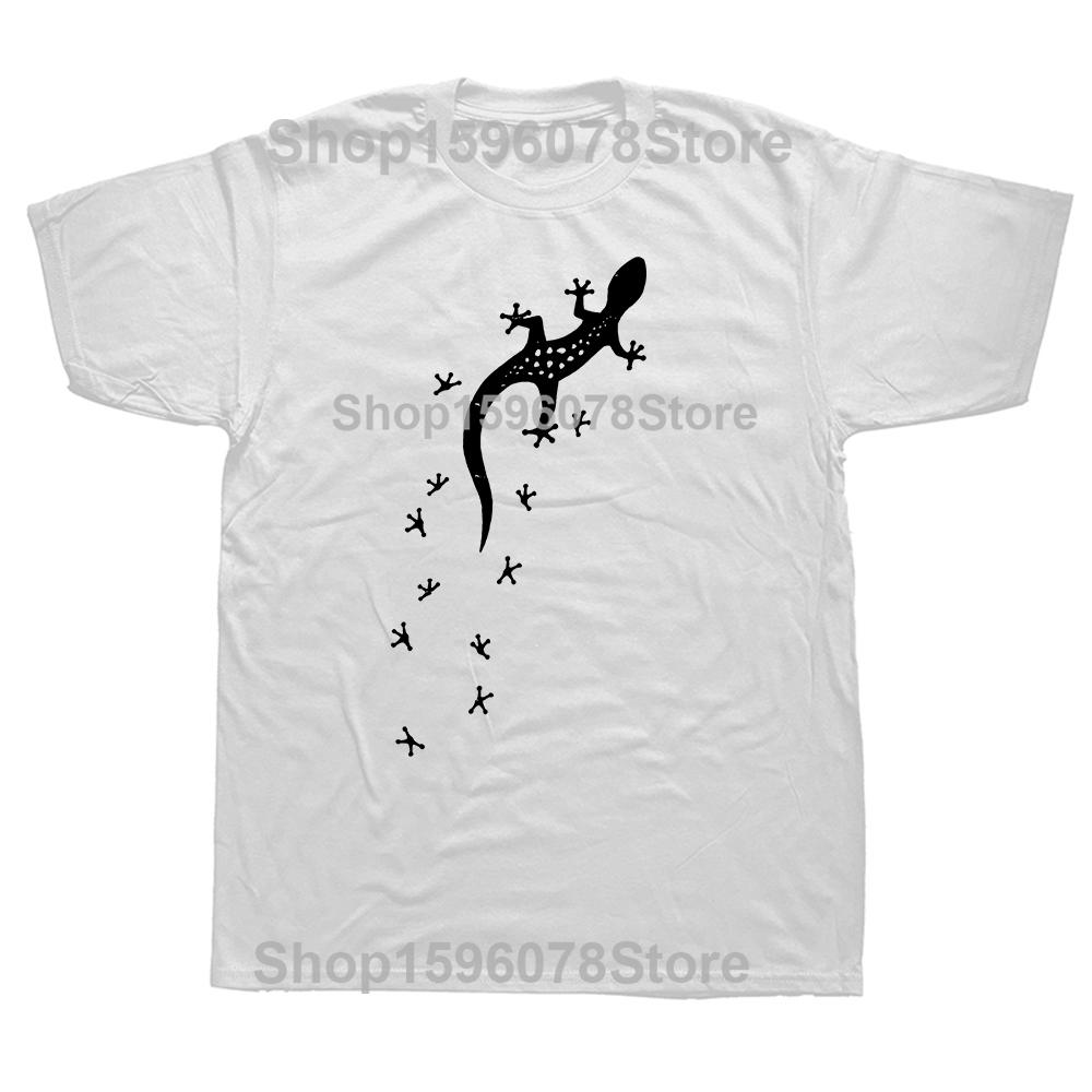 Funny Retro Drawing With Tracks Gecko T Shirts Cotton Streetwear Gifts Mens Clothing Fashion Casual Loose Oversized T Shirt