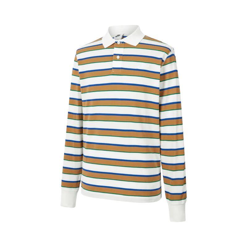 

Nike Клубная полосатая рубашка-поло с длинным рукавом для отдыха на открытом воздухе, мужская льняная белая FZ0824-133 L