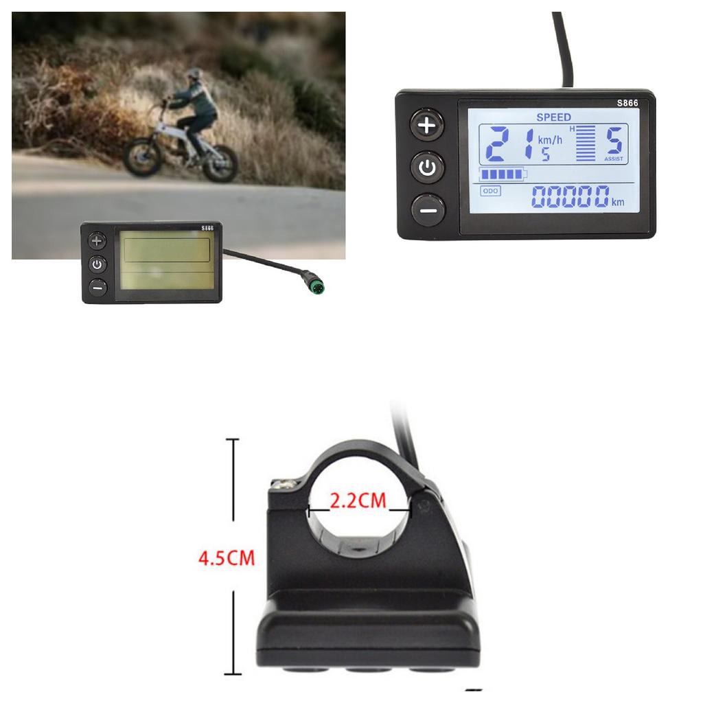 NY LCD-skjerm Hastighet Odo For E-sykkel E-sykkel Elsykkel 24V 36V 48V S866