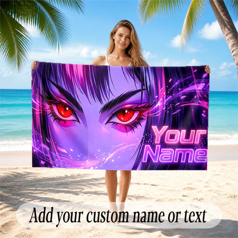 Fantasy Magic Theme Soft Beach Towel Personalized Custom Name Text Towel Portable for Beach Pool Travel