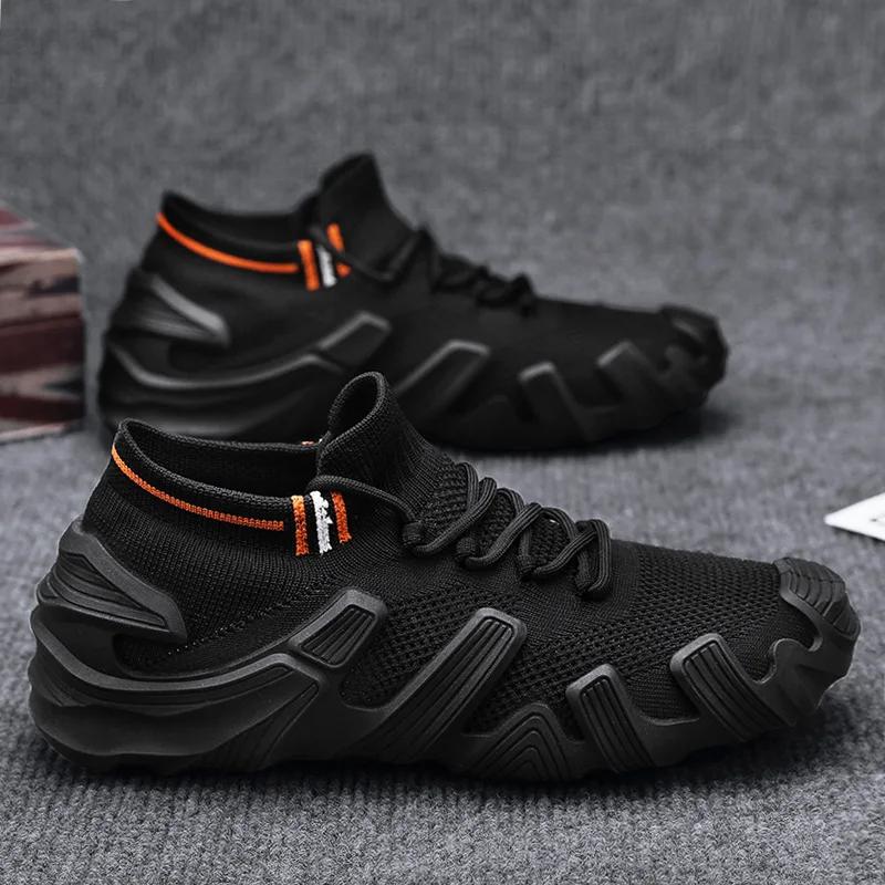 

Men Shoes Knit Casual Sock Shoes Outdoor Sport Style Flat Skate Shoes Young Man Slip-on Sneaker 44 чорний