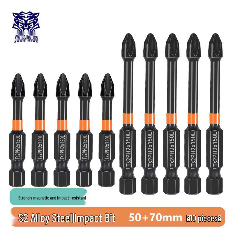 Phillips Magnetic High Hardness Extended Anti-Slip Electric Screwdriver Bit, Hex Shank, Rustproof.