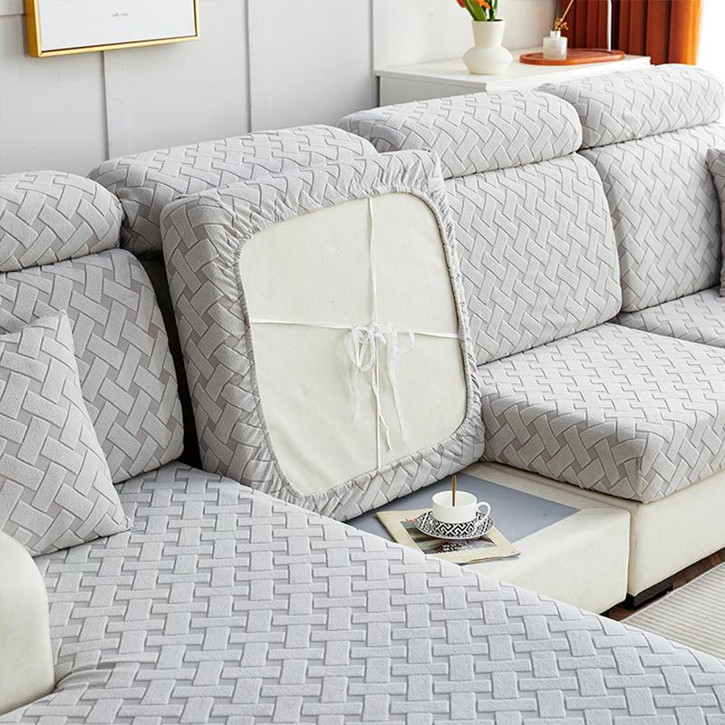 

Квадратная жаккардовая наволочка для подушки для гостиной, однотонная эластичная накидка на диван, бархатная накидка на диван, протектор для дивана, чехол на сиденье Single Seat серый