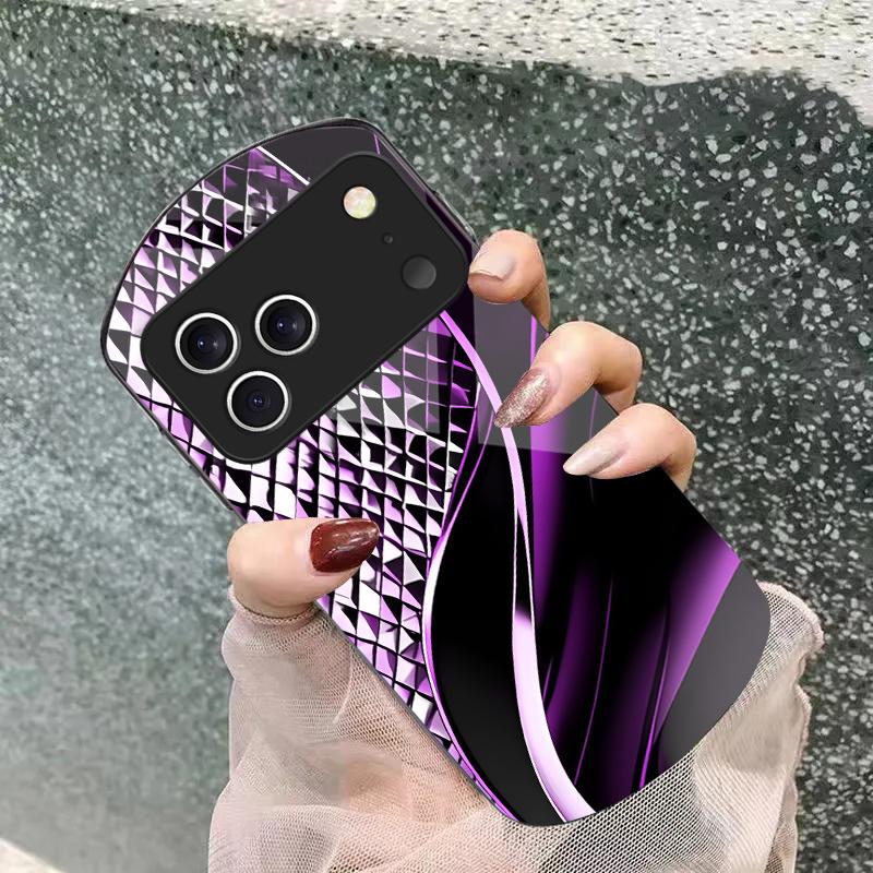 Abstract Geometry Art For iPhone 17 16 15 14 Pro 13 Plus 12 Mini 11 Pro Max XR X S 7 8 Elliptical Tempered Glass Phone Case