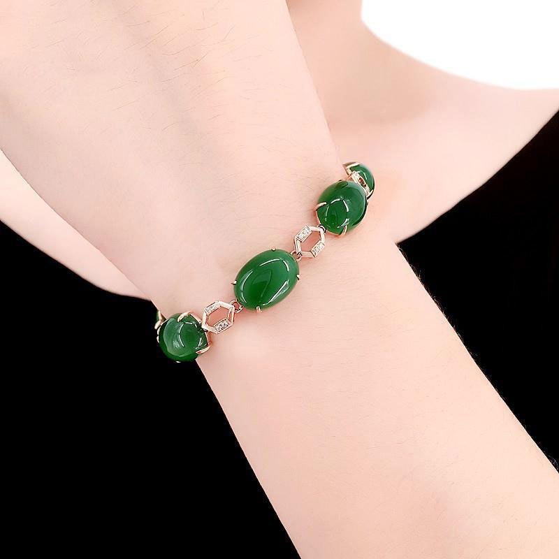 Rose Gold Plated Pure Purple Gold Chlorite Inlaid Zircon Egg Surface Bracelet Trendy Jewelry Luxury