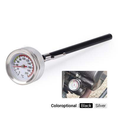 Schwarz/Silber Motorrad Tankdeckel M20x2.5 Öltemperaturanzeige 35MM mit 117MM Sonde 0-200 Zeiger Thermometer Deckel Abdeckung