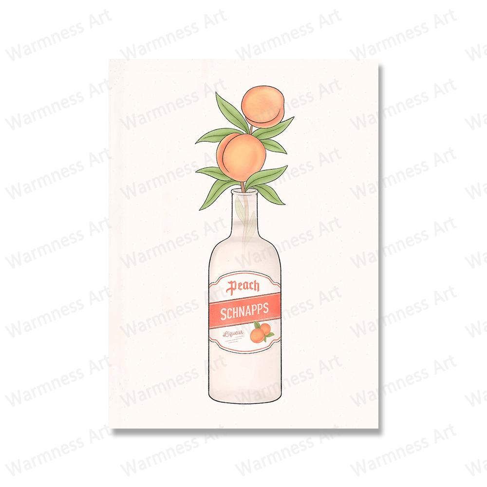 Liquor Peaches Tequila Vodka Flowers Bar Wall Art Canvas Painting Alcohol Posters and Prints Pictures For Living Room Home Decor No Frame
