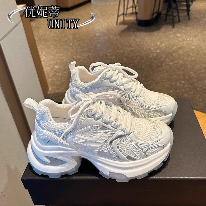 

Thick-soled silver women s summer new breathable isn t heightened Internet celebrity fried street tide casual sneakers 35 срібний