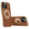 For iPhone 15 Pro Case Compatible with MagSafe Leather TPU Back Cover with Hidden Kickstand