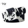 Stylish Metal Pin Buckle Belt Women Cow Pattern Belt, Imitation Horse Hair Leather Waist Casual Fabric Covered Band for Jeans Dresses