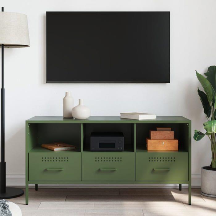 VidaXL TV Cabinet, Television Stand with Legs, TV Stand with Storage Living Room, Olive Green 843040