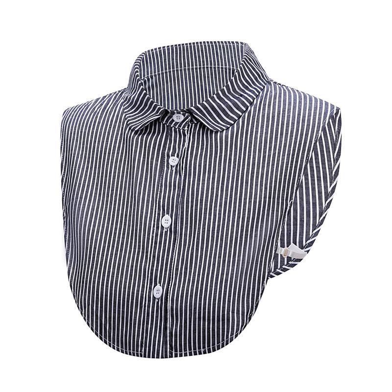 Womens Classic Striped Detachable Fake Collar Shirt Dickey Half Blouse False Collar for Lady Girls Men