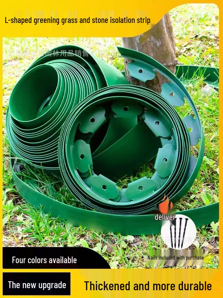 L-Shaped Plastic Grass & Stone Garden Edging Strip for Landscaping & Plant Isolation - Multiple Options Available