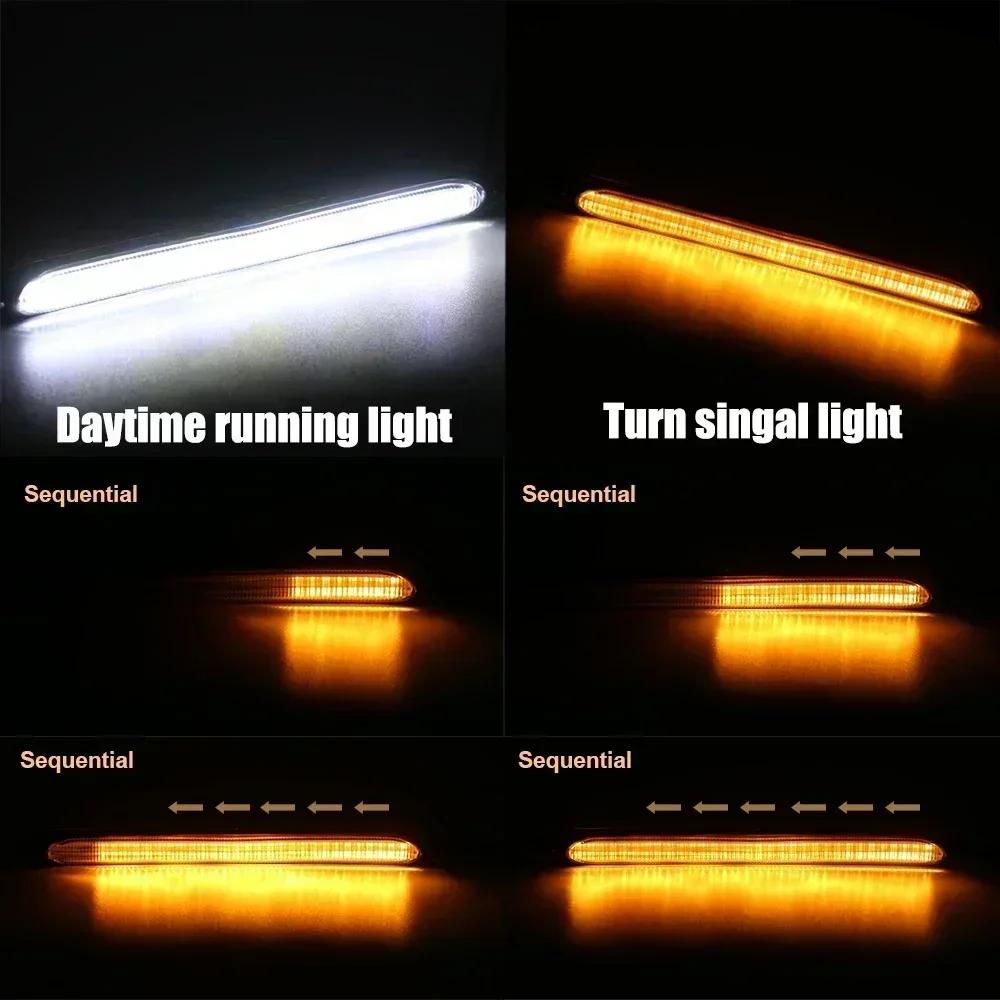 Waterproof LED Daytime Running Lights – Universal 12V DRL with Sequential Back Signal & Yellow Day Flow for Cars