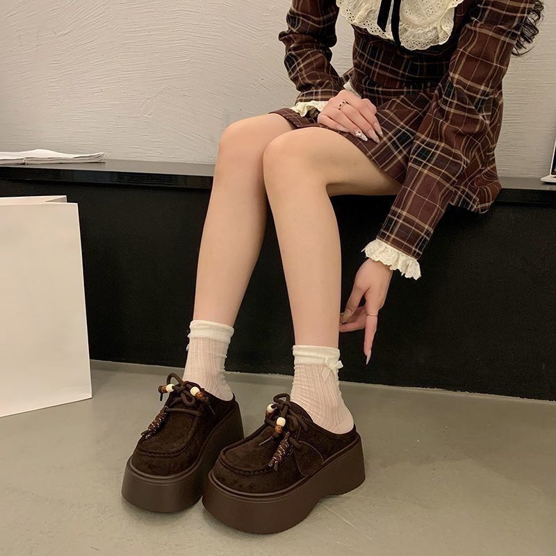 Super Fire High-end Bag Head Slippers Women's Niche Lace-up One-pedal Lazy Bag Head Slippers 2025 Spring and Summer New Models