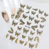 Xiaohongshu Best-Selling Butterfly Nail Stickers: Gold & Silver Cat Eye Quicksand Design.