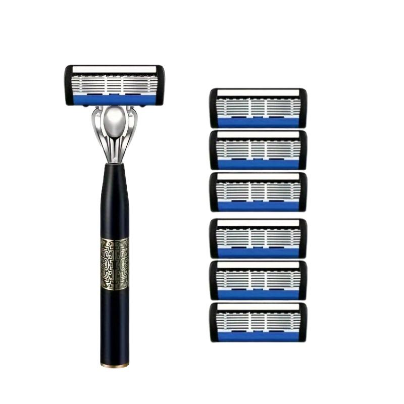 6-Layer Shaver Blade Manual Razor with Replaceable Blades No Skin Damage Blades Shaver Resistant Water Wash Shaver