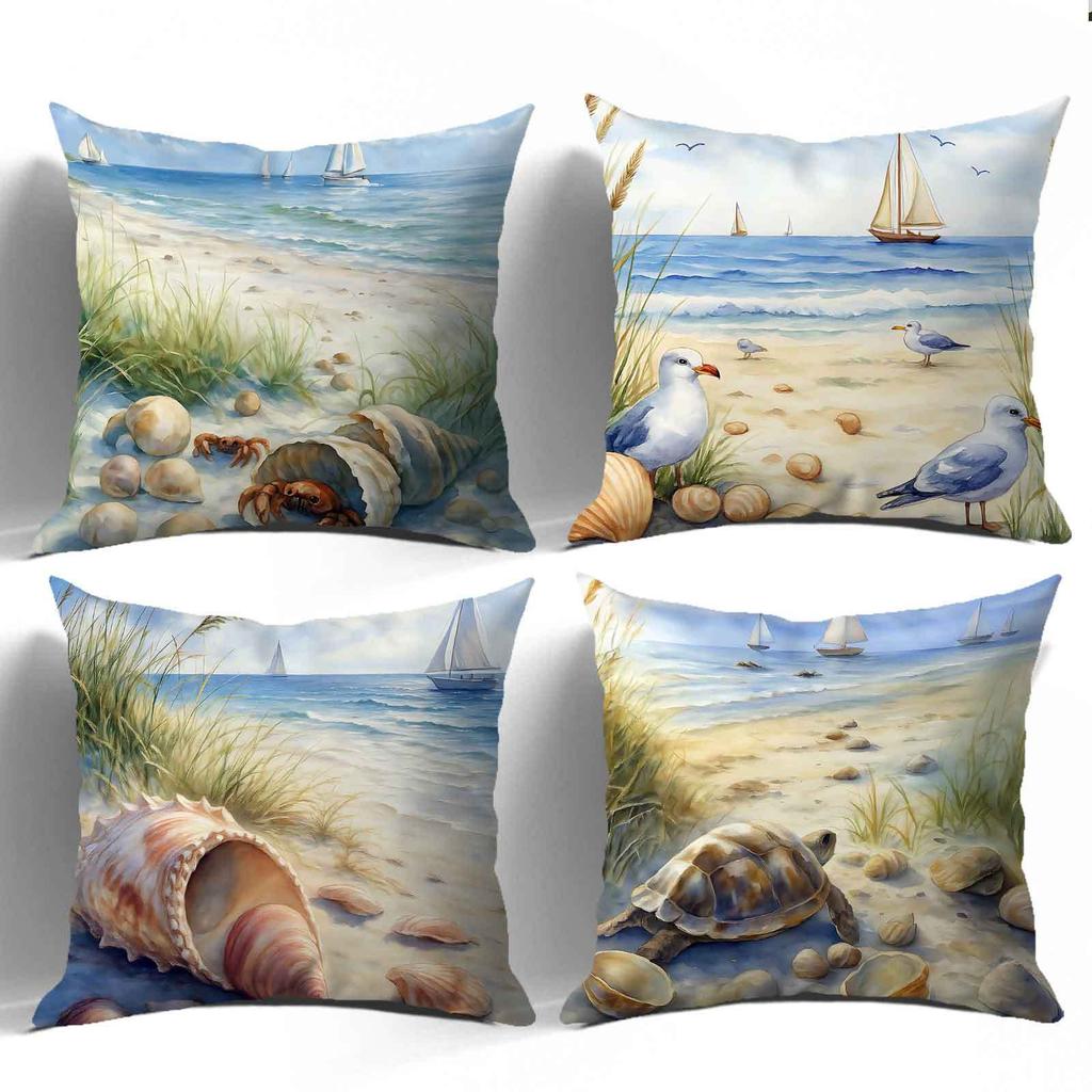 Describe Scenery Of The Beach Digital Printing Pillow Cover Short Plush Suitable Living Rooms Bedrooms Sofas Throw Cushion Cover