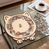 Cat Wooden Jigsaw Puzzle Irregular Shape Decompression Toy Unique Animal Puzzle with Frame Home Decor Gift for Adults Kids