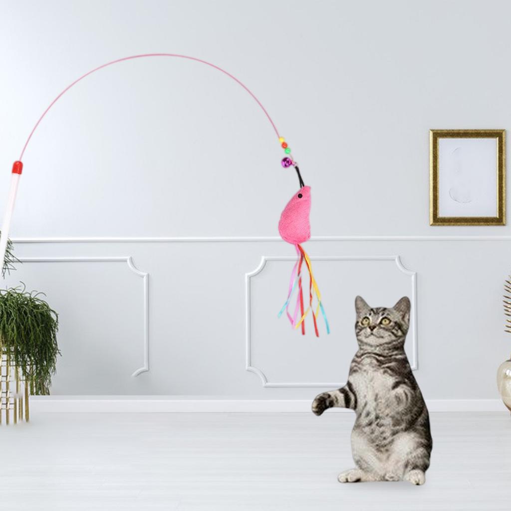 Simulation Bird Interactive Cat Toy Funny Feather Cat Stick with Bell Cat Playing Teaser Wand Toy for Kitten Cat Supplies