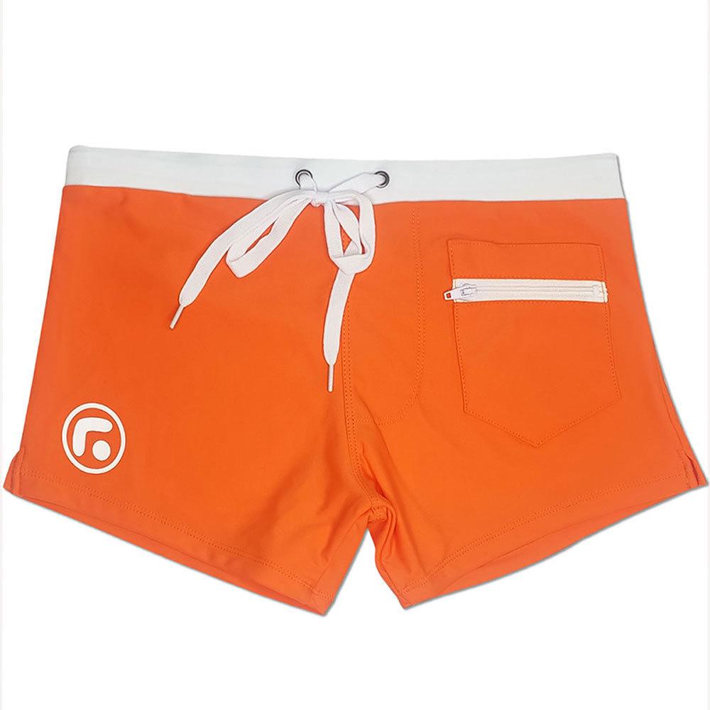 UXH Men's Stylish Stripe Quick-Dry Nylon Swim Trunks with Pockets