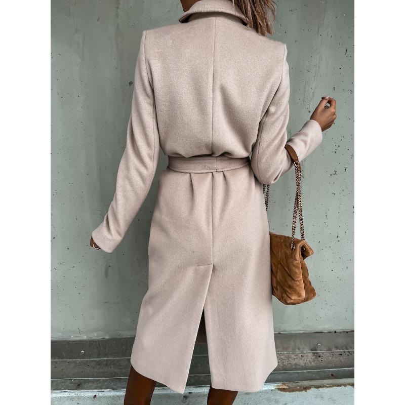 YYFS Women's Fashion Casual Solid Color Print Autumn Winter Long Sleeve POLO Neck Jackets & Coats