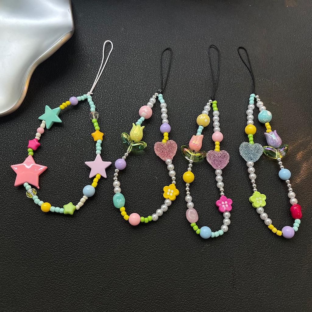 Colorful Star Phone Lanyard for Students Ins Style Short Strap Anti Lost Keychain for Bags CCD Camera Accessories