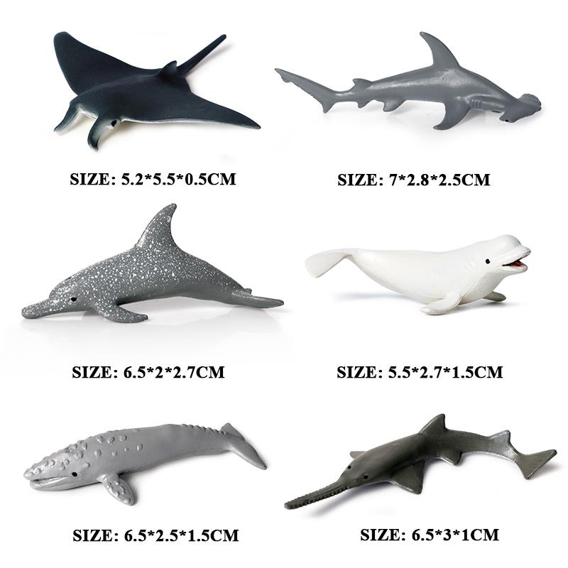 Oenux Mini Ocean Marine Shark Model Classic Sea Life Animal Whale Turtle Action Figures PVC Lovely Educational Toy For Kids Gift