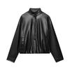 European and American style, new women's clothing, fashionable turtleneck imitation leather bomber jacket 6318/250