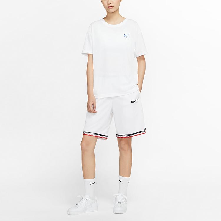 Nike Dri-FIT Basketball Graphic Print Crew Neck T-Shirt Women Tops White CV0951-100