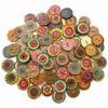 50PCS Round Wood Buttons for Crafts 20mm Mixed Vintage Wooden Craft Button with 2 Holes for DIY Sewing Decorative