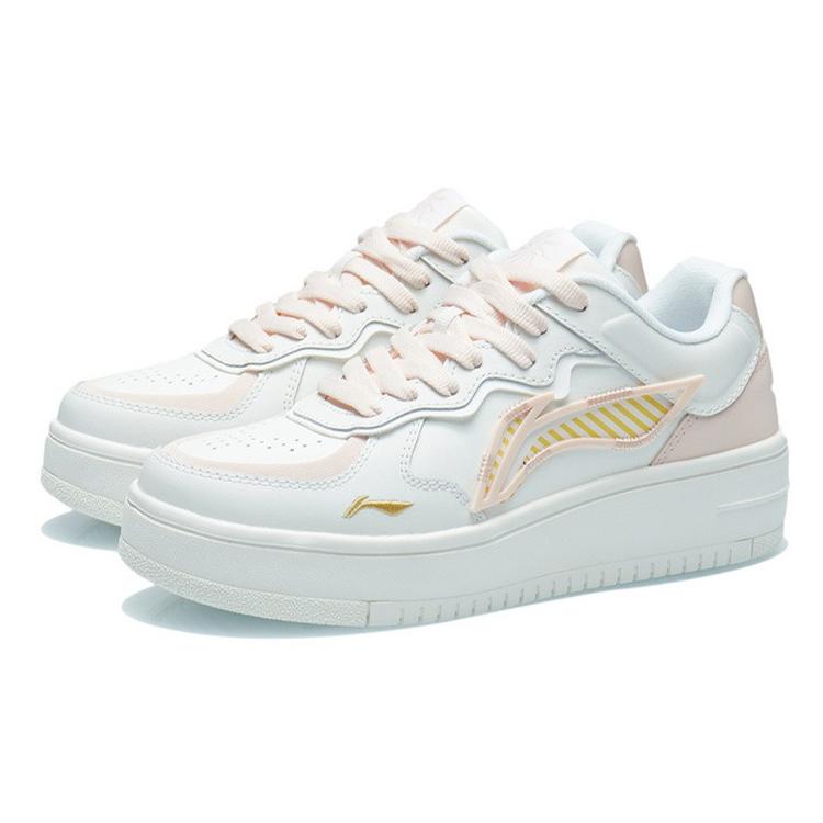 Li Ning Rising Phoenix Synthetic Leather Abrasion Resistant Low Top Skateboard Shoes Women's Cloud Pink (Unisex) Skateboard Shoes AGCT380 2