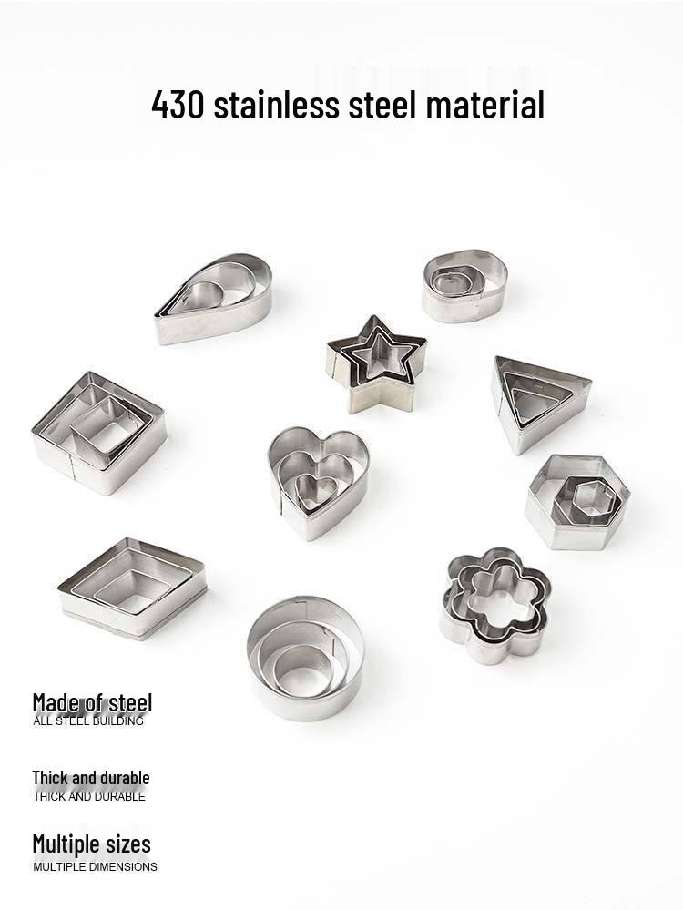 30-Piece Stainless Steel Star and Round Mousse Ring Cookie Cutter Set