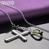 Halskette mit Herz-Kreuz-Anhänger aus 925er-Sterlingsilber, Schmuck