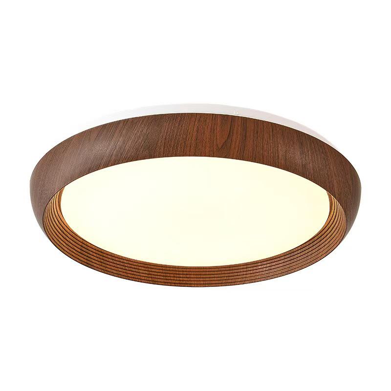 Mid-Century Ultra-Thin Walnut Grain Ceiling Light for Living Room & Bedroom