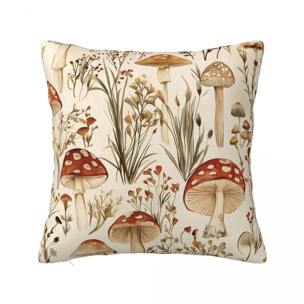Mushroom Cartoon Pillow Case Forest Plant Cushion Cover Novelty Zippered Decorative Throw Pillow Case Cover for Living Room