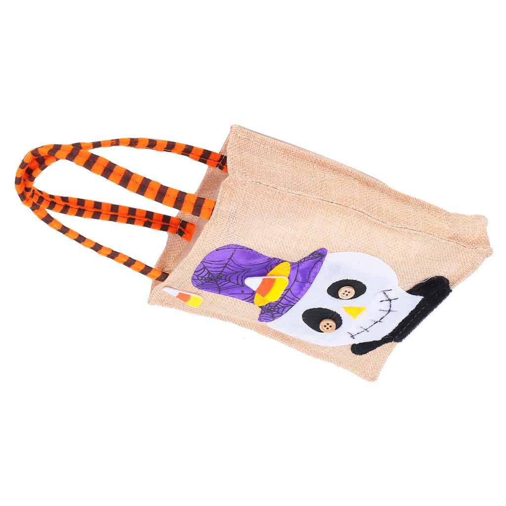 Halloween Tote Bag Gunny Cloth with Handle 4 Patterns Thanksgiving Bags for Trick Treat