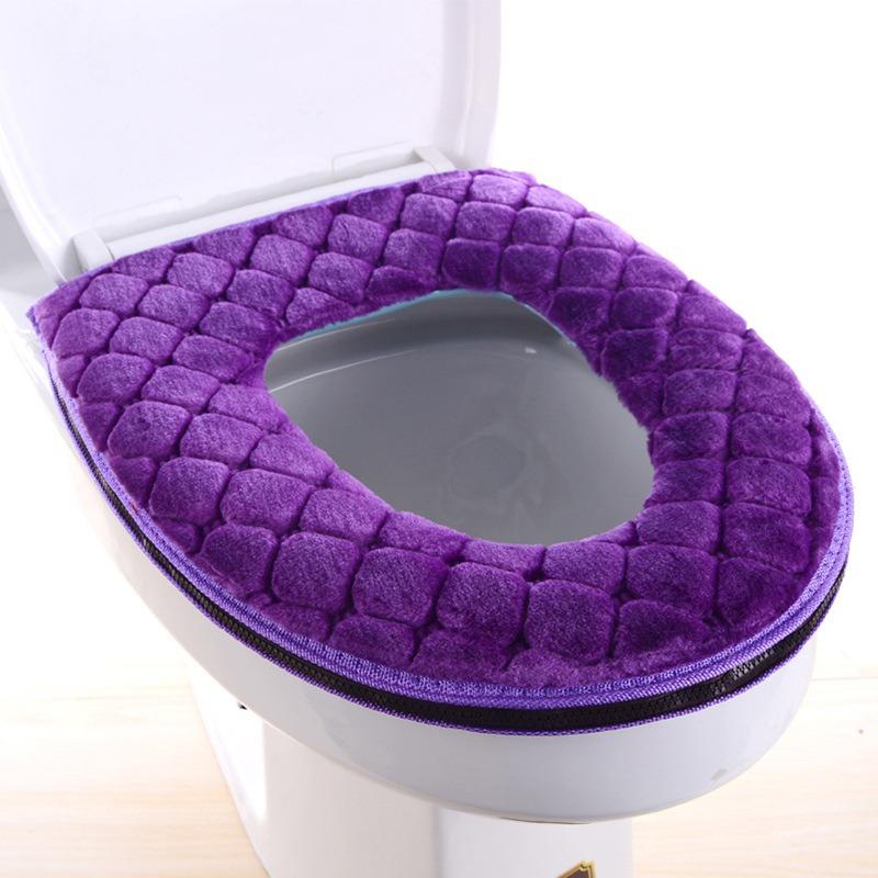 Winter Warm Toilet Seat Cover O-shape Toilet Seat Bidet Toilet Cover Portable Knitted Toilet Mat Soft Closestool Mat