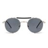 Steampunk Side Wind Proof Mesh Flip Round Metal Sunglasses