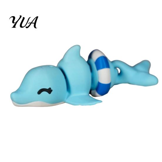 Marine Animal Toy 3D Printed Articulated Dolphin Figurine, Swim Ring Fidget Toy, Sea Flexible Joints Decor for Backpack Handbag Purse Charm
