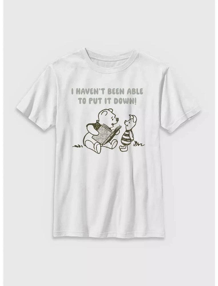 Winnie The Pooh Reading Pooh Piglet Youth TShirt White S