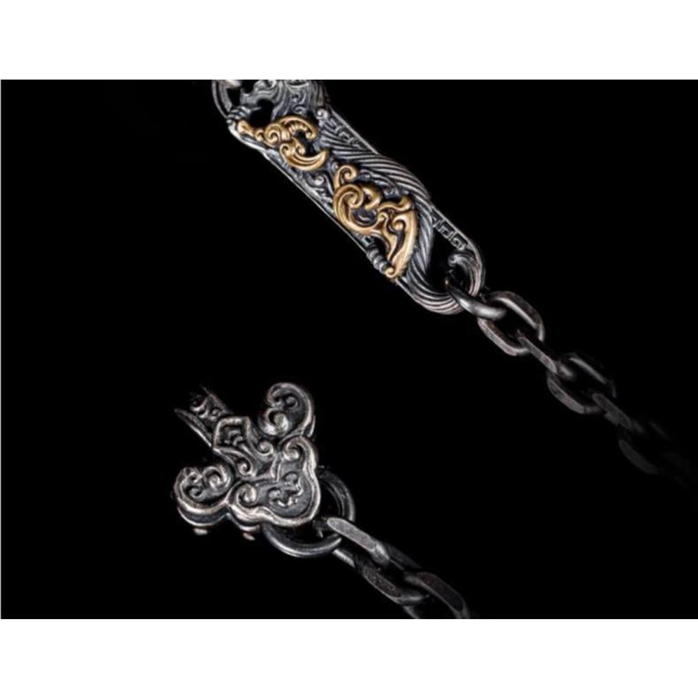 Manufacturer Silver Men's Necklace Men's Retro Pendant Accessories Clavicle Chain Chinese Style Beast Pattern Taijiao Chain