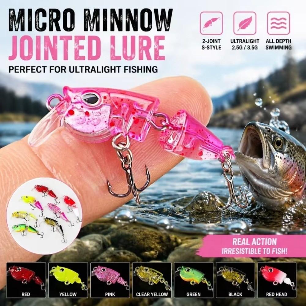 2-Section Joint Slow Sinking Minnow 3.5g Weight Wobbles Bait Mini Micro Fishing Bait Bass Fishing