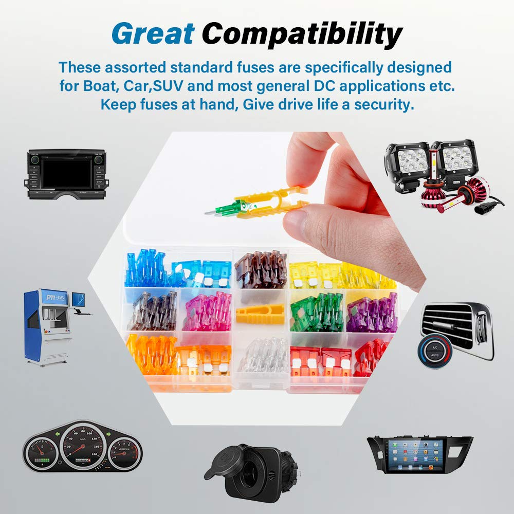 120Pcs Car Small Size Standard Low Profile Blade Fuses 5/7.5/10/15/20/25/30 AMP