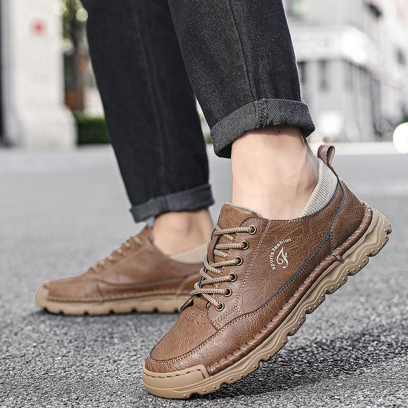Fashion 2025 New Outdoor Versatile Lace Up Comfortable Sports Casual Leather Shoes Fashionable Men's Breathable Casual Leather Shoes