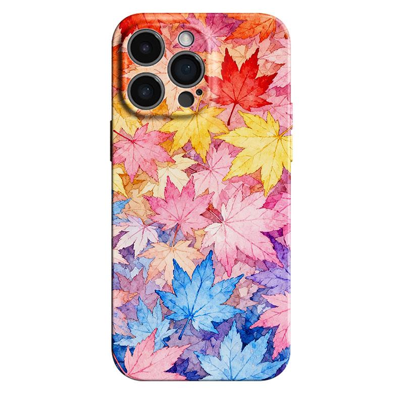 

Чехол для телефона с узором кленовых листьев для iPhone 17 16e 16 15 14 13 12 11 Air Pro Max XS XR XSMax 6 7 8 Plus Глянцевая пленка Жесткая ПК крышка iPhone 16